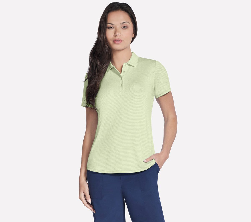 Short Sleeve On The Green Striped Polo | Skechers