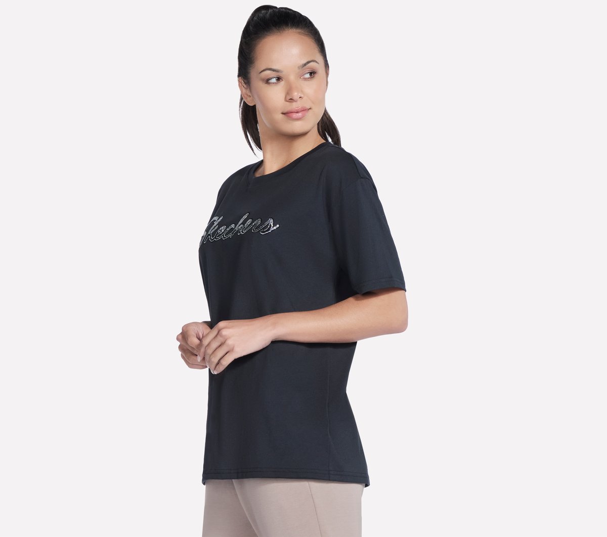 Script Diamond Studded Short Sleeve Tee | Skechers