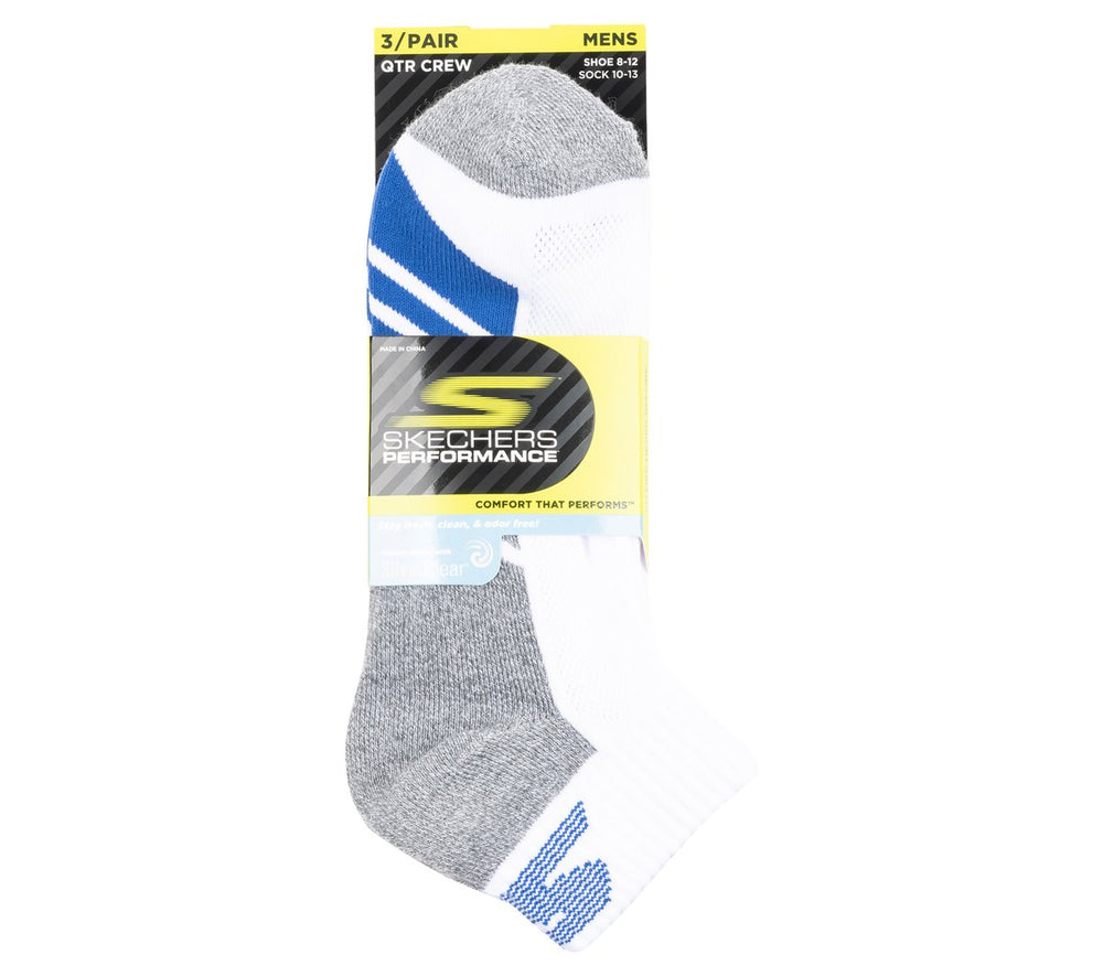 3 Pack Men's Half Terry Quarter Crew Socks | Skechers