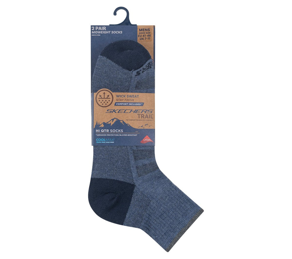 Mens Trail Quarter Coolmax Socks - 2 Pack | Skechers