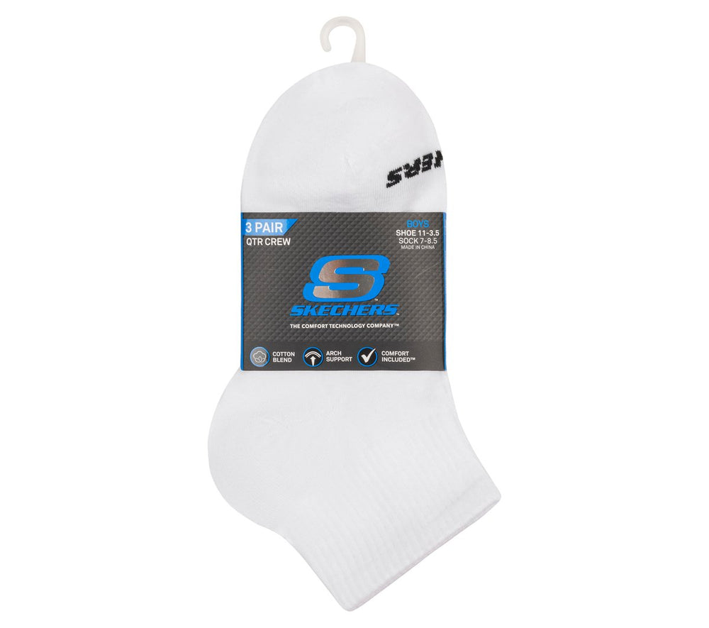 3 Pack Boys' Quarter Crew Cotton Socks | Skechers